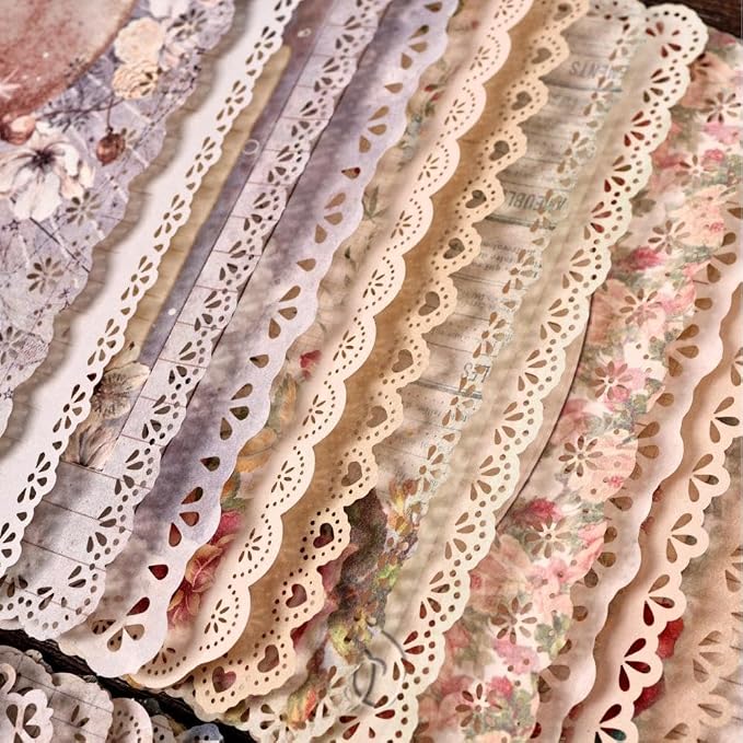 30 Sheets Lace Edged Vintage Scrapbook Paper, Scrapbooking, Stationery Letter - Image 9