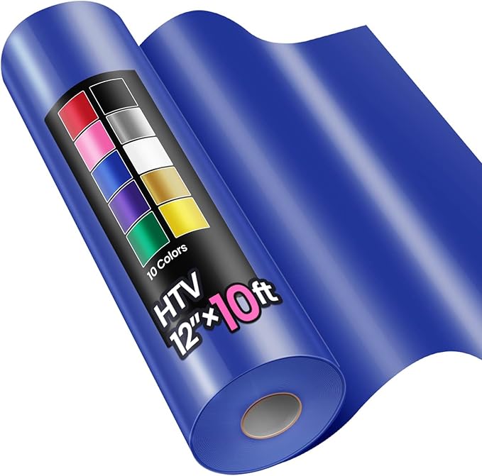 12" x 10ft Heat Transfer Vinyl HTV Rolls Blue, Sooez HTV Vinyl by Sooez