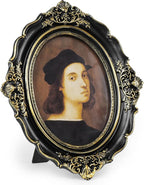 Cuspin 4x6 Oval Picture Frame, Vintage Ornate Baroque Black and Gold Resin - Image 9
