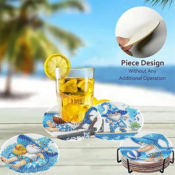 8 Pack Gnome Diamond Art Coasters Kits - Image 4