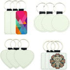 12 Pcs Sublimation Blank Keychains, PU Leather White Keychains Ornament Pendants - Image 6