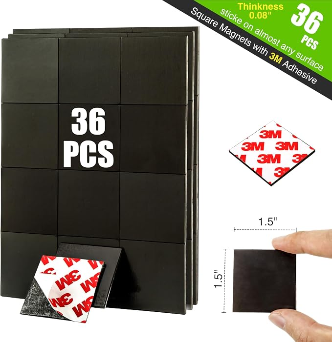 Magnetic Squares with Adhesive Backing, Pre-Cut Self Sticky Magnets as Back to - Image 8