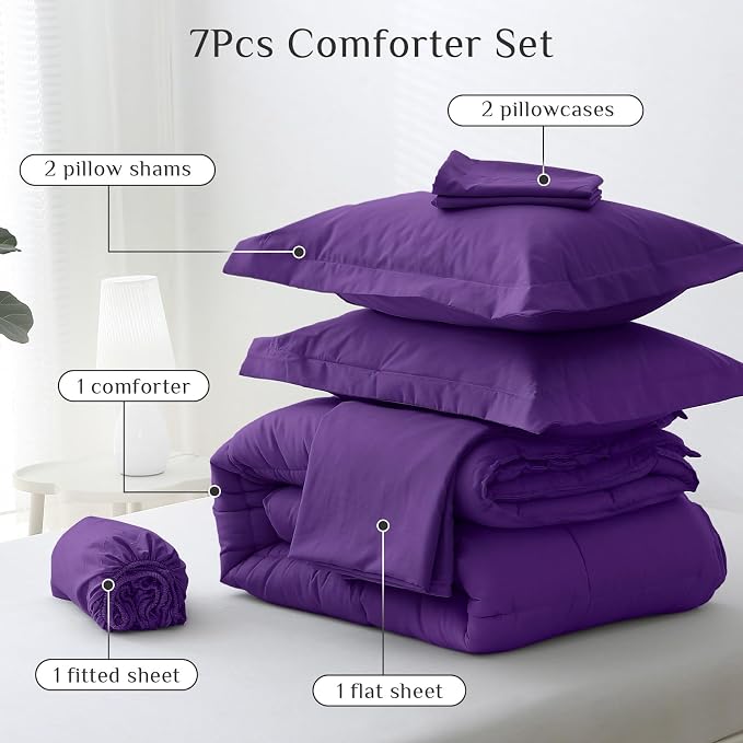 JOLLYVOGUE Queen Comforter Set, Ultra-Soft Bed in a Bag Queen Size 7 Pieces - Image 5