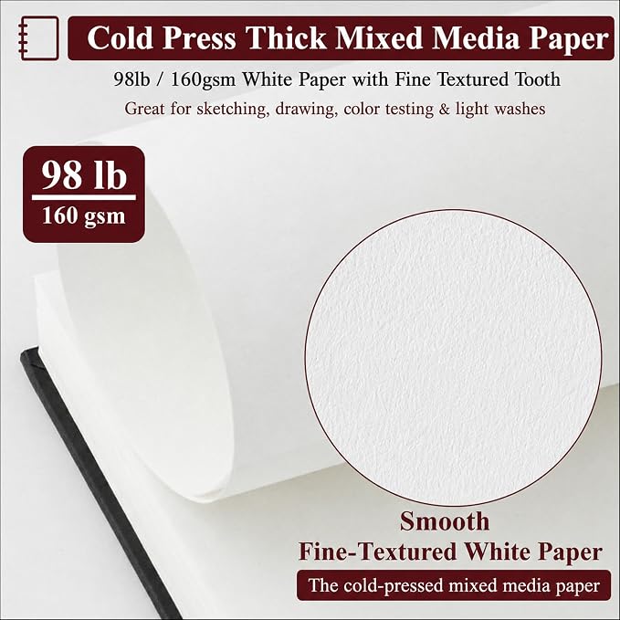 SuFly Mixed Media Sketchbook 9x12, Mixed Media Paper_98lb/160gsm, 60 Sheets | - Image 3