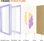 8x10 Picture Frame with Real Glass, Wooden cute 8 x 10 Photo Frame with Wavy Mat - Image 5