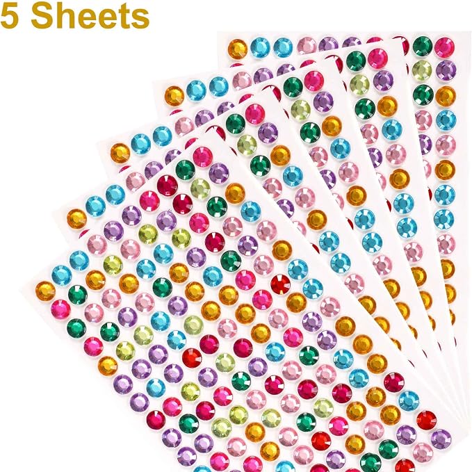 HARFINGTON 5 Sheet/800pcs Rhinestone Adhesive Stickers Self Adhesive Acrylic - Image 3