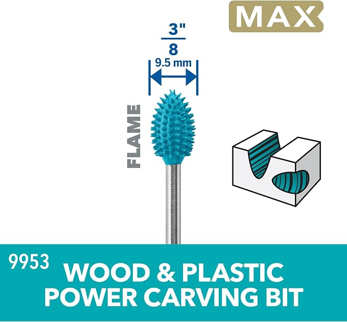 Dremel 9953 Flame Tip 3/8" Power Rotary Carving Bit - Image 3