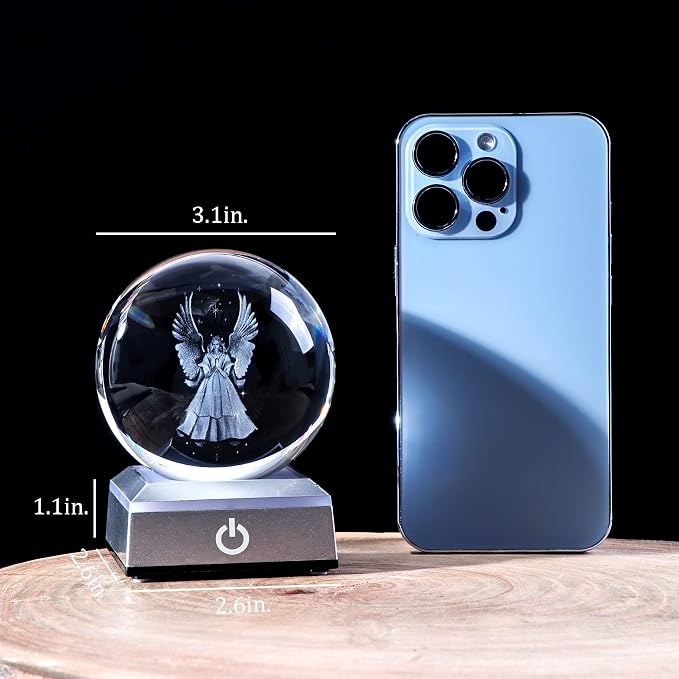 Ornalrist 3D Guardian Angel Figurines K9 Crystal Ball - Image 4