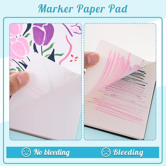 50 Sheets Marker Paper Pad, 8.3×8.9 Inch Bleedproof Art Sketch Pad, 73lb/120gsm - Image 4