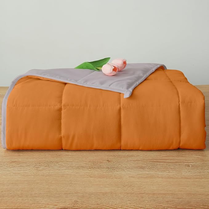 Weighted Blanket 15lbs Queen Size Orange Grey 60"x80" Weighted Blankets by PRETTY+NIGHT