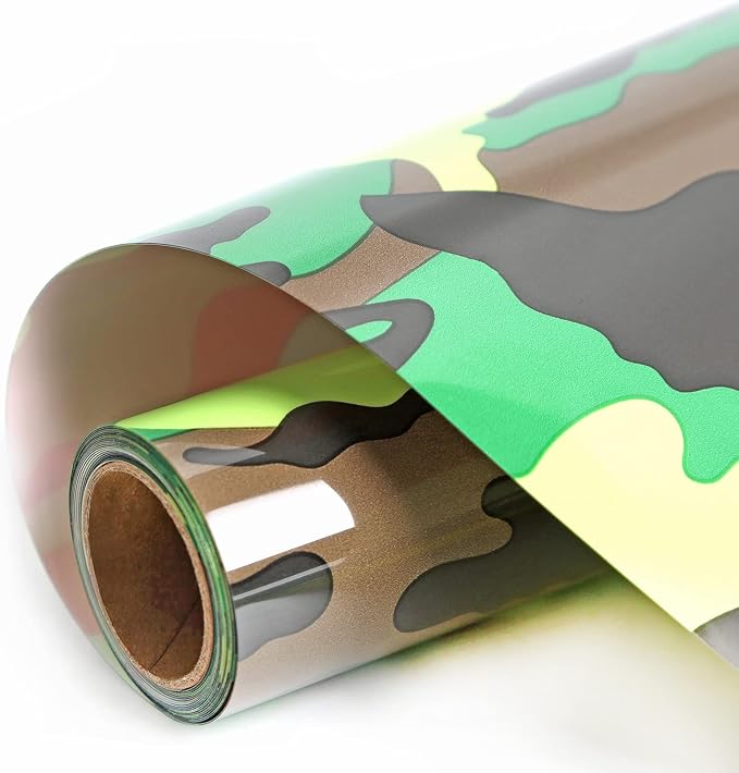 FUNKAKA Camo Army Green HTV Heat Transfer Vinyl Rolls, Stretchy PU HTV Vinyl by FUNKAKA