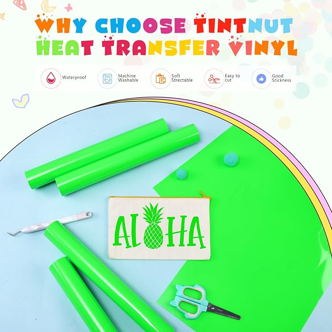 Tintnut Lime Green Neon Heat Transfer Vinyl-6 Pcs 12x10in Iron on Vinyl | - Image 3