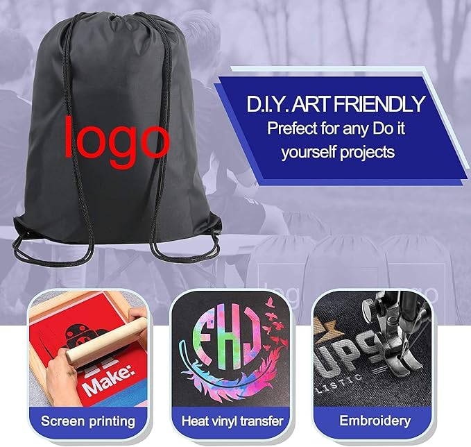 BeeGreen Black and Royal Drawstring Backpack Bags Bulk 2 Pack X-Large 22.4" L x - Image 4