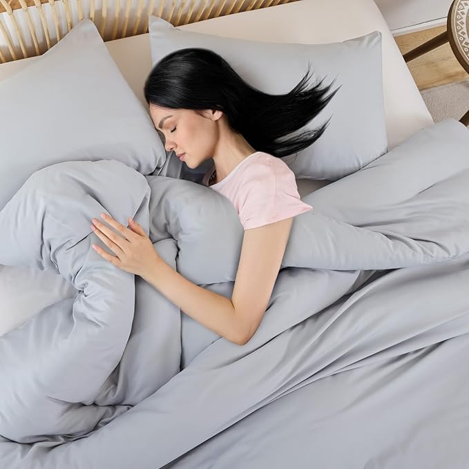 ROSGONIA King Size Comforter Set Light Grey - Image 2