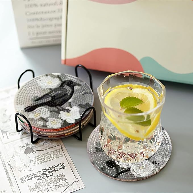 Clendo 8 Pcs Gothic Diamond Art Coasters Kit - Image 5