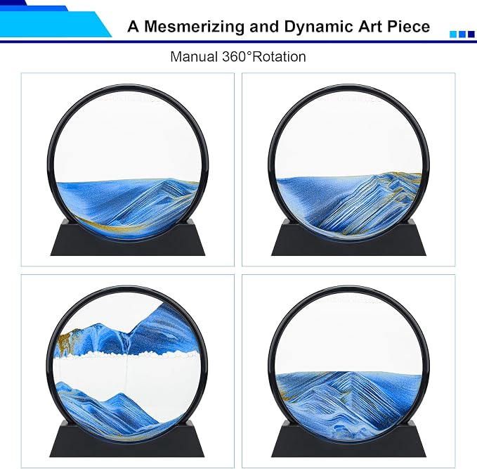 Coitak Moving Sand Art Picture, Round Glass Dynamic Sand Picture, Desktop Sand - Image 4
