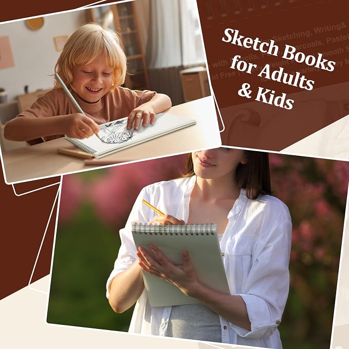 10 Pack Small Sketch Book, 5.5x8.5 Inch Top Spiral Sketchbook 60 Sheets Each - Image 7