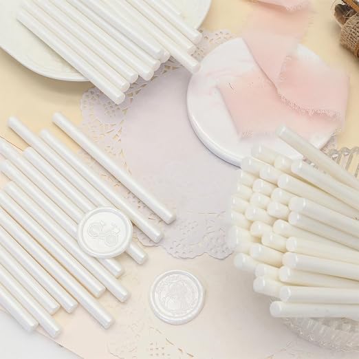 60pcs Wax Seal Sticks, Pearl White Sealing Wax Sticks, HOSEALING Glue Gun Wax - Image 2