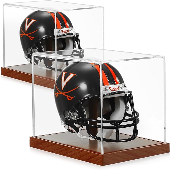 JupDec Mini Helmet Display Case, Acrylic Clear 1/2 Football Helmet Showcase by JupDec