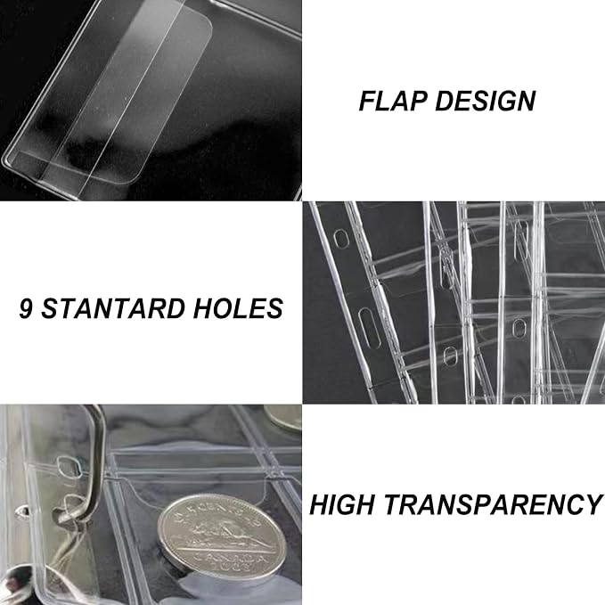 MUQING 180 Pockets Plastic Coin Collecting Sleeves Pages, 20 Sheets Collection - Image 4
