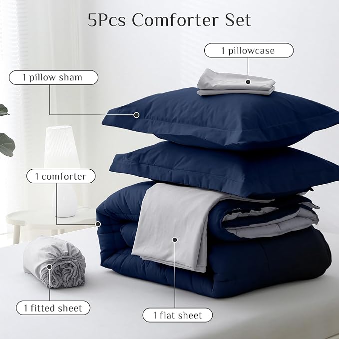 JOLLYVOGUE Twin XL Comforter Set, Ultra-Soft Bed in a Bag Twin XL Size 5 Pieces - Image 5