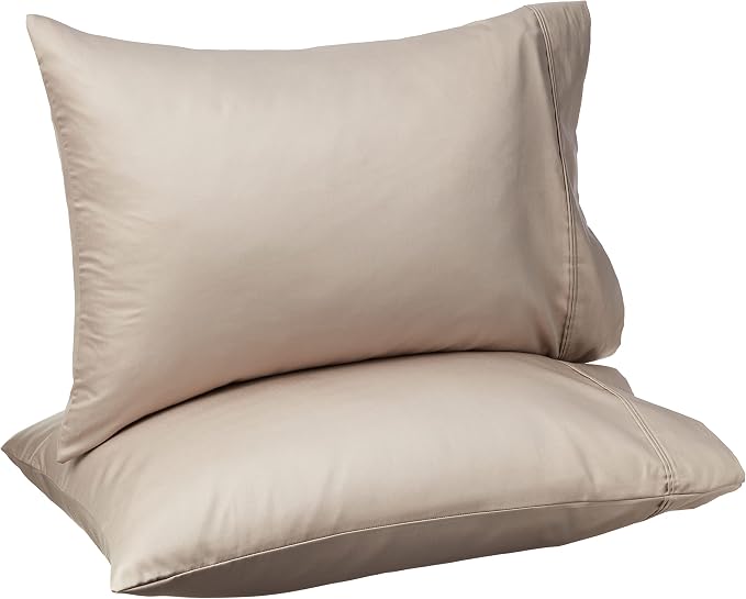 Amazon Basics 400 Thread Count Cotton Pillow Cases, Stone Gray by AmazonBasics