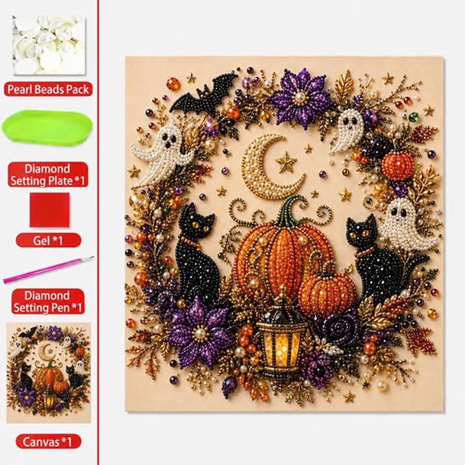 POETRYDRAW Halloween Decor Raven Moon Pearl Art Kit - Image 8