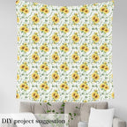 Rustic Sunflowers Fabric by The Yard, Watercolor Floral Flannel Polyester Fabric - Image 4