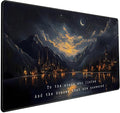 Starry Night Mountain Desk Pad Mat Moon Oil Painting XXL Black Mouse Pad by Mechanical+Cattle