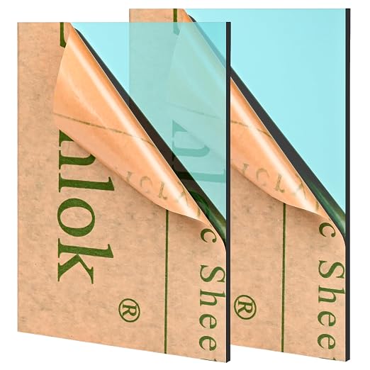 Lesnlok Cyan Acrylic Sheets 1/8 inch Thick 3mm 2 Pack 8 x 10 Clear Cyan by Lesnlok