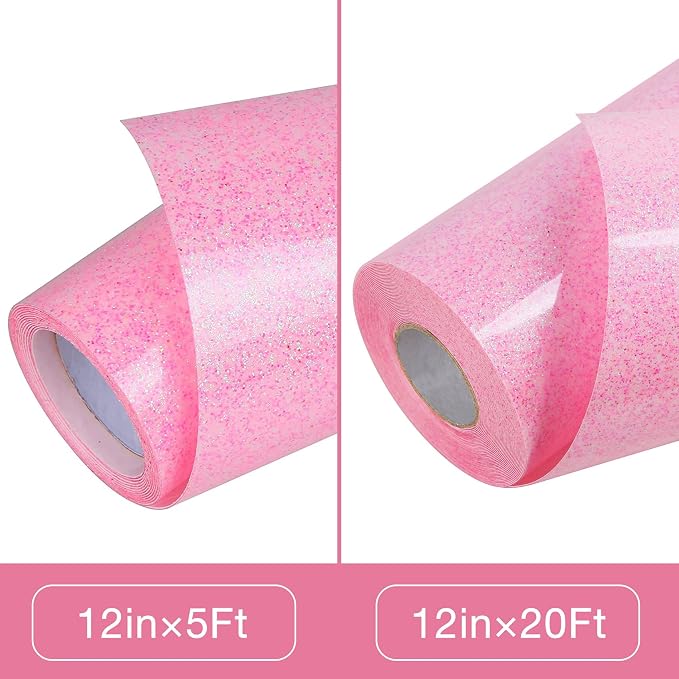 TORC Pink Glitter HTV Heat Transfer Vinyl Large Roll 12 inch x 20 ft Sparkly - Image 3
