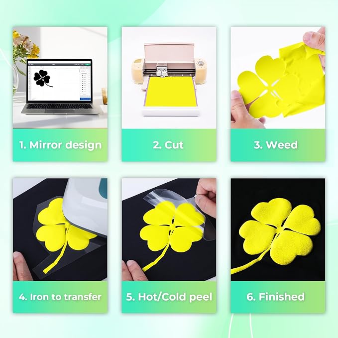 Aoder Yellow Puff Vinyl Heat Transfer: 12" x6ft Yellow HTV 3D Puff Heat - Image 2