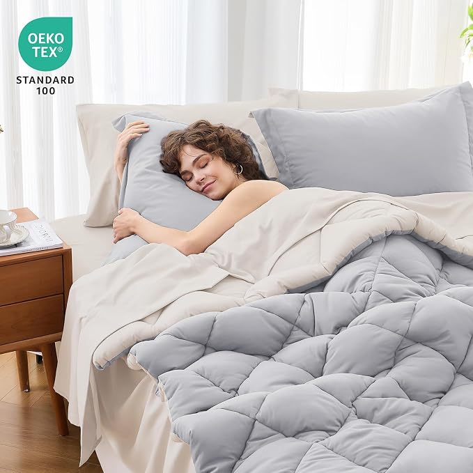 MUXHOMO 5 Pieces Twin Comforter Set, Reversible Bed in a Bag Twin Size - Image 2