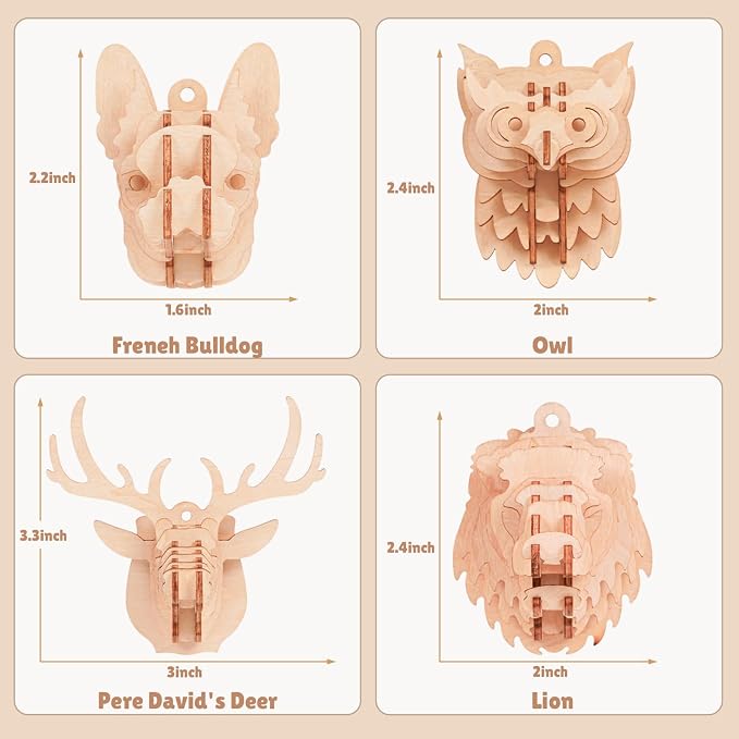 3D Wooden Puzzles for Kids, No-Glue DIY Delicate Pendant STEM Toys for Boys - Image 5