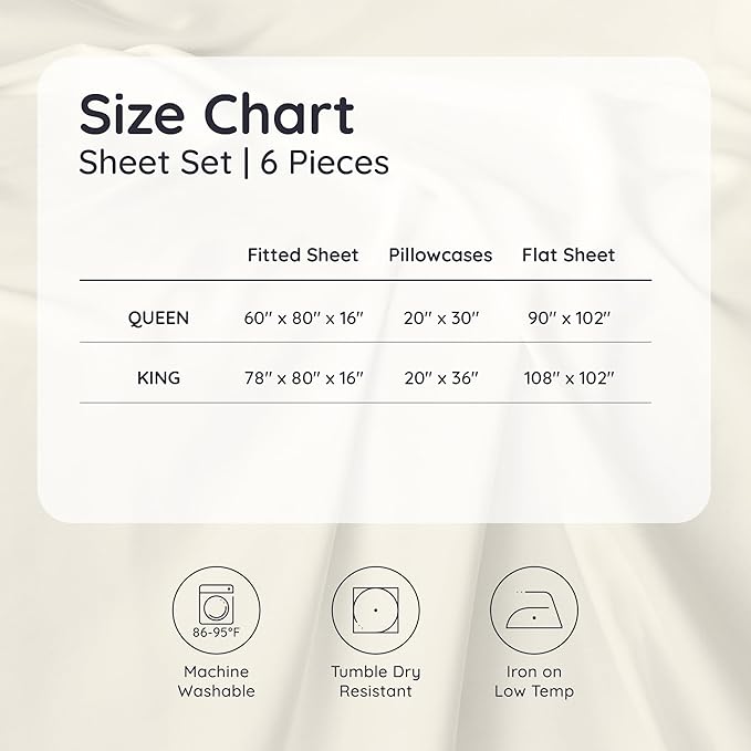 Bambaw 100% Viscose Derived from Bamboo Sheets King Size Set – 6pcs Deep Pocket - Image 8