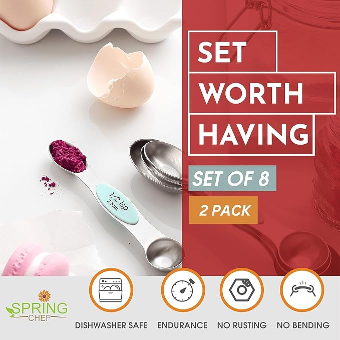 Spring Chef Stainless Steel Magnetic Measuring Spoons Set of 8 - Image 3