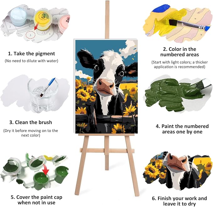 Lxmsja Cartoon Cow Paint by Numbers Kit - Image 7