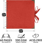 Bstorify Square Scrapbook Photo Albums 8 x 8 Inch Red Thick Paper, Metal Corners - Image 2