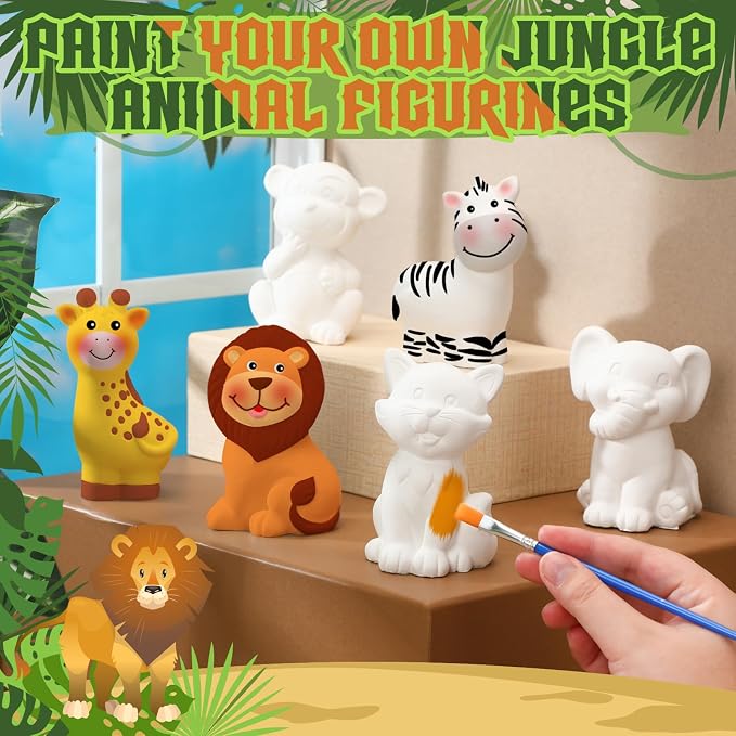 Gemscream 6 Sets Animal Painting Craft Kits Wild Animal Ceramics to Paint - Image 4
