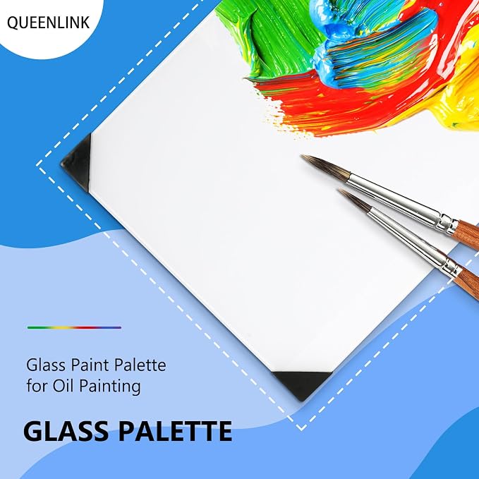 Glass Palette for Oil Painting, 12 x 9 Inches, Ultra White, Watercolor - Image 2