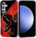 for Samsung Galaxy S24 Plus Case, Cool Dinosaur Red Black Pattern Glossy 2 in 1 by Teonvpu