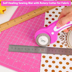 Rotary Cutter and Mat Set, Audab Self Healing Sewing Mats Shirt Cutter 45mm - Image 2