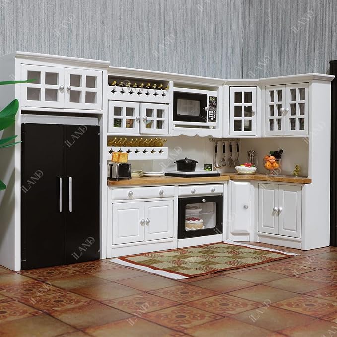 iLAND Dollhouse Furniture and Accessories Set Dollhouse Kitchen Modern Kit - Image 2