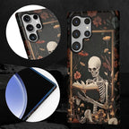Case for Samsung Galaxy S23 Ultra Case, Skeleton Reader Goth Floral Design - Image 2