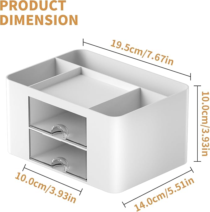 Marbrasse Pen Organizer with 2 Drawer, Desk Organizers and Accessories with 5 - Image 4