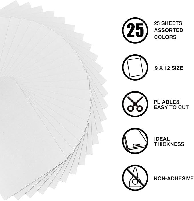9 x 12 Inch White Foam Sheets Crafts, 2mm Thick. 25 Pack Premium White Foam - Image 2