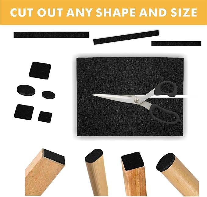 Self Adhesive Felt Sheets 5 Pieces Black Furniture Strip 11.8 x 7.9 inch A4 - Image 3