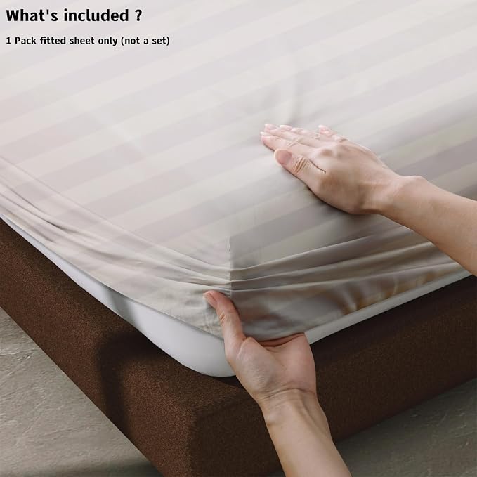 100% Egyptian Cotton Fitted Sheet Queen Size, 600 Thread Count, Single Fitted - Image 4
