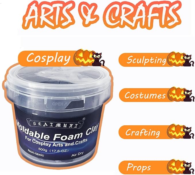 Foam Clay Cosplay Moldable Air Dry Foam Clay Craft 500g Black Lightweight - Image 2