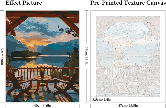 Sunset Paint by Numbers Kit for Adults Beginner, Mountain Lake Landscape Adult - Image 3